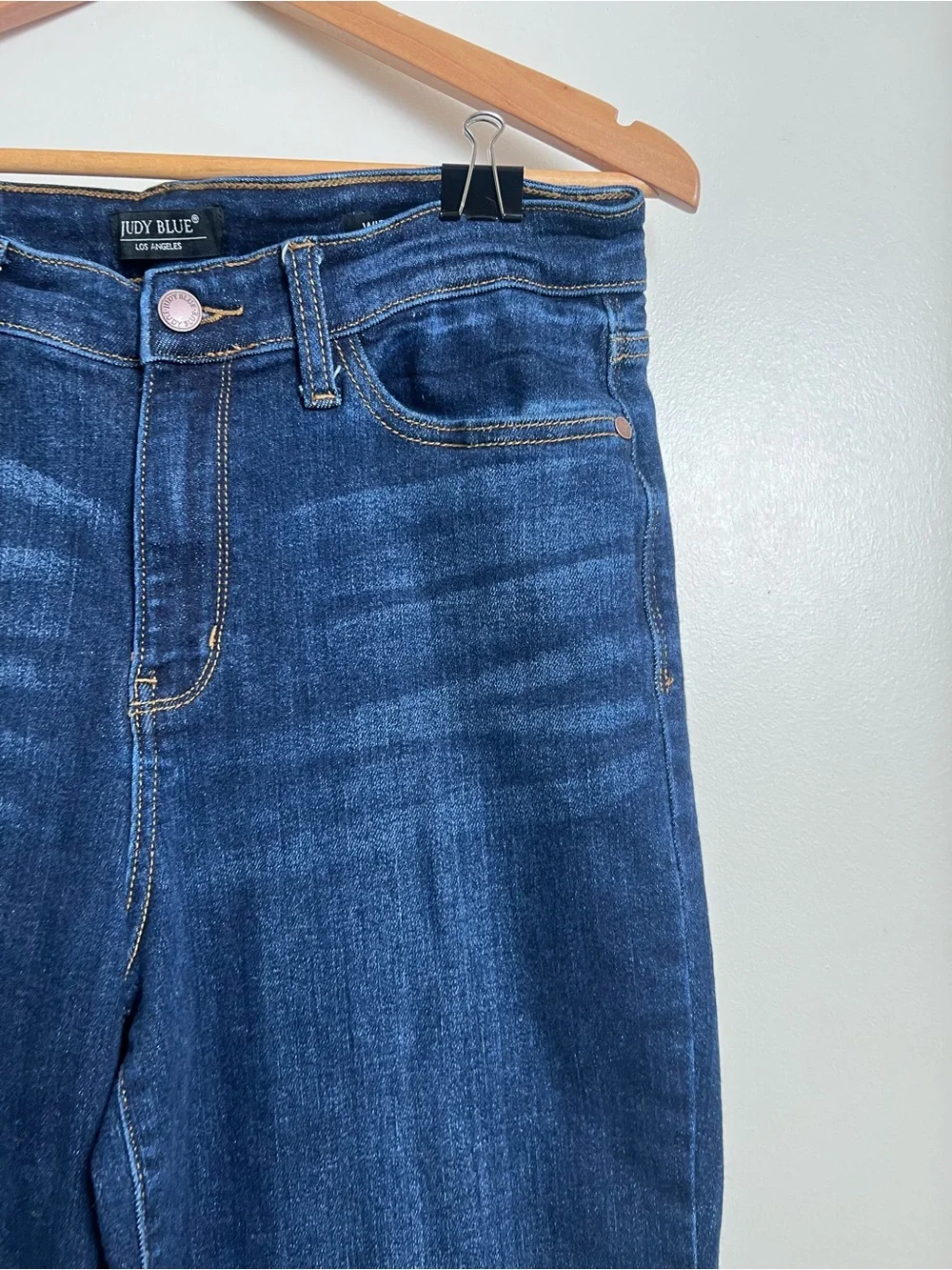Judy Blue High Rise Wide Leg Cropped Jeans Size 9/29 Dark Wash Raw Hem